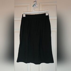 Simlu Black Midi Skirt A-Line Elastic Waist Pockets - Size Small